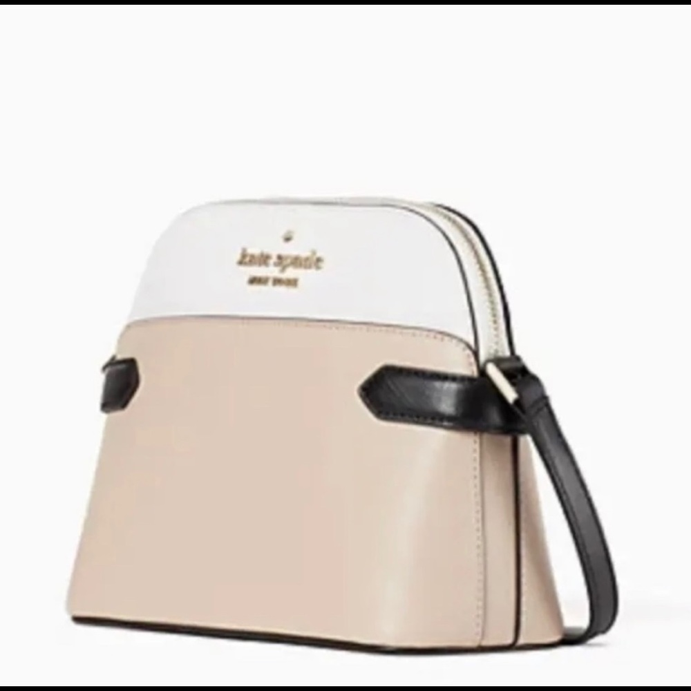🎉SOLD🎉Kate Spade STACI COLORBLOCK Dome Crossbody Handbag Warm Beige Multi - Picture 2 of 13